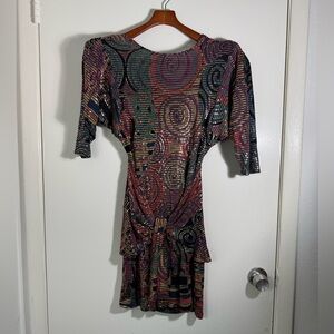 Janine, Vintage, Italy, Italian fabric, 80’s, 90’s, open back, mini dress. S